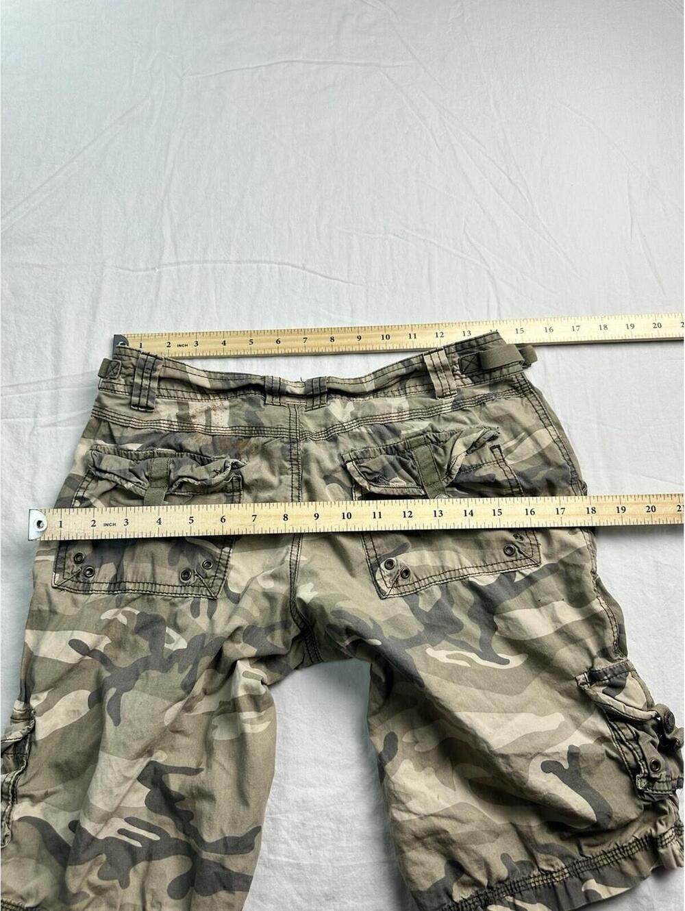 🪖 Y2K Camo Cargo Utility Shorts Womens 5/6 26-1 🪖 - Picture 11 of 12